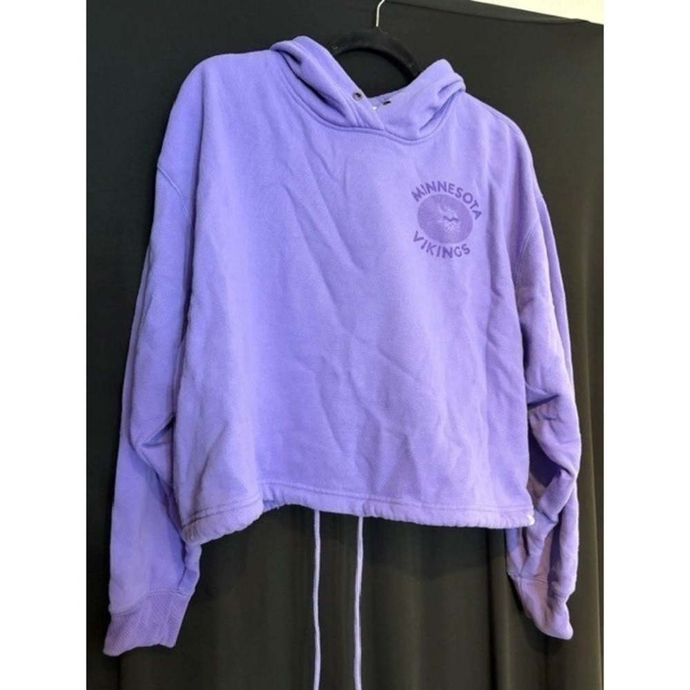 Women's Purple Brand 47 MN Vikings Drawstring Tie Hooded Sweatshirt Size L - Picture 2 of 7